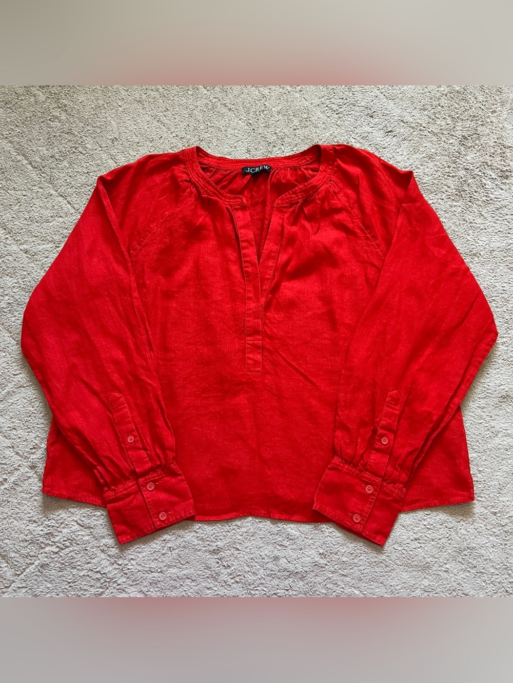 J. Crew Cabana Top Linen V-Neck Preppy Minimalist Office Professional Chic Sz L